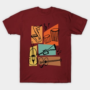 Mid Century inspired Musical Instruments T-Shirt